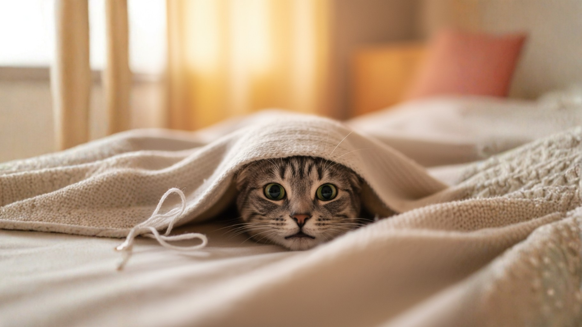 Katze unter einer Decke