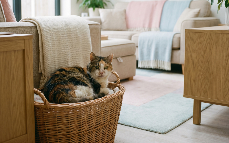 Katze im Wäschekorb