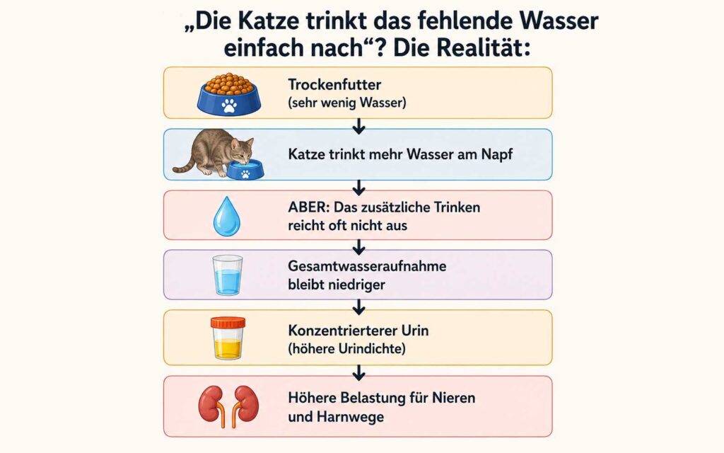 Katze trinkt Wasser nach